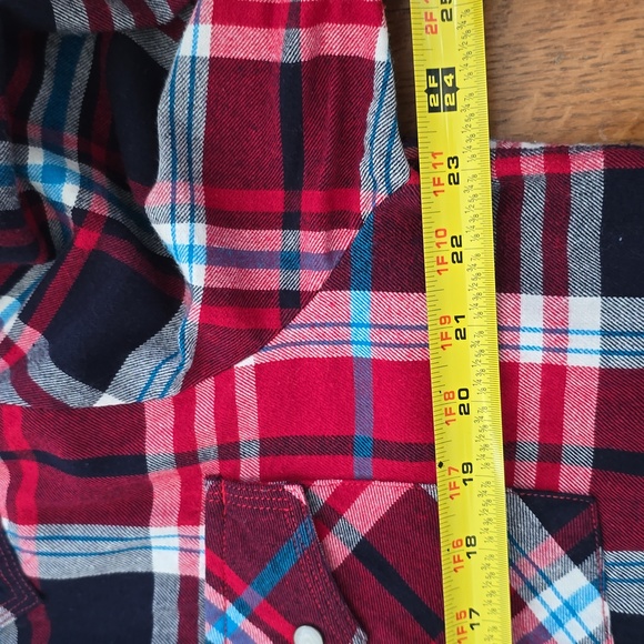 ROEBUCK & CO. MENS RED PLAID FLANNEL FRONT SNAP SHIRT SIZE XL - Picture 9 of 15